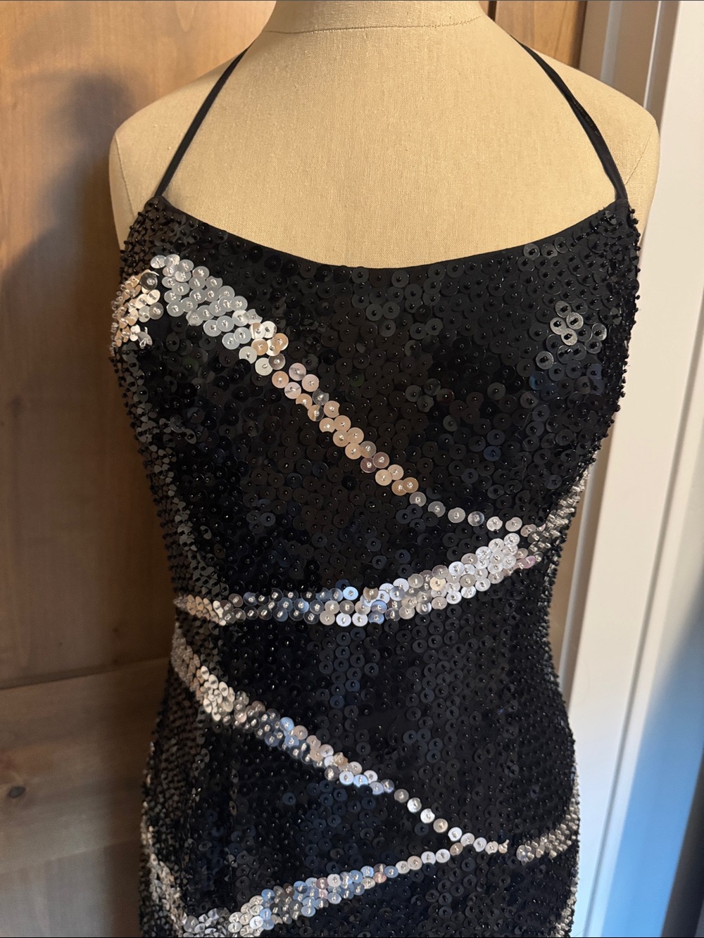 NADINE 100% Silk Hand Beaded Evening Gown Womens 5 Maxi length Bling Prom cruise